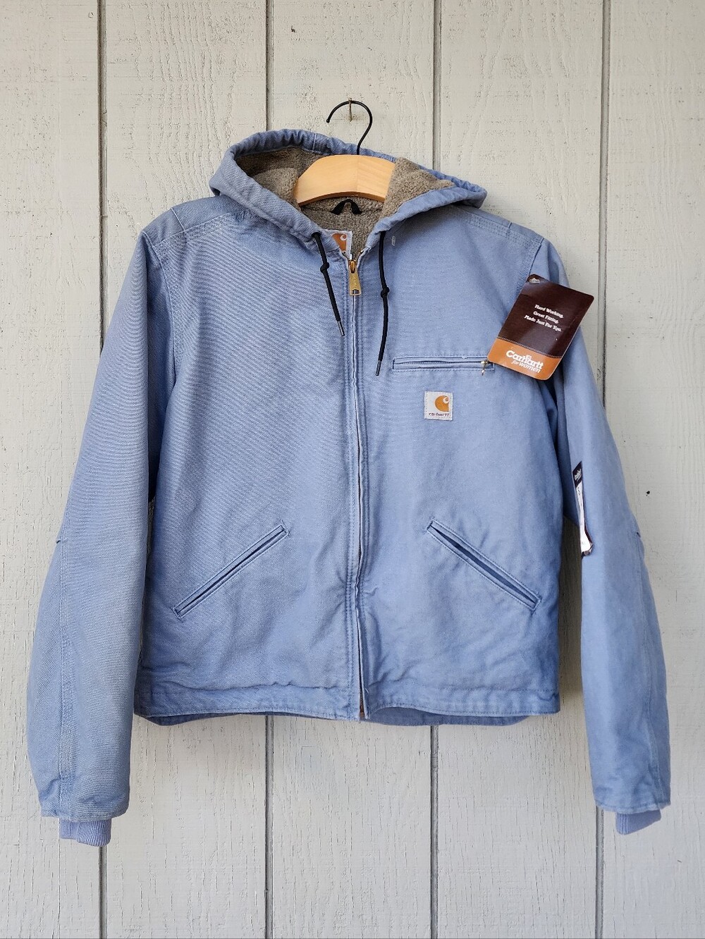 New Vintage Carhartt Sandstone Sierra Sherpa Jacket Country Blue WJ141 CUB Small